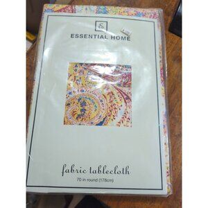 Vintage Essential Home Fabric Tablecloth 70 Inch Round Paisley Print